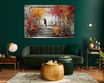 Street Art Couple - Autumn colours Dreamy Painting by BowiScapes abstract and digital art
