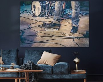 Pied sur la pédale de guitare