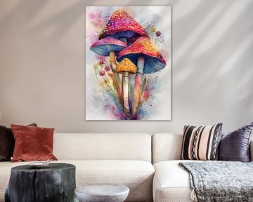 Mushrooms floral art 8 by JBJart Justyna Jaszke