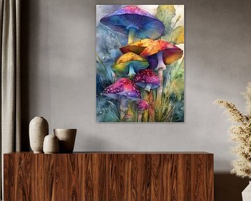 Mushrooms floral art 9 by JBJart Justyna Jaszke