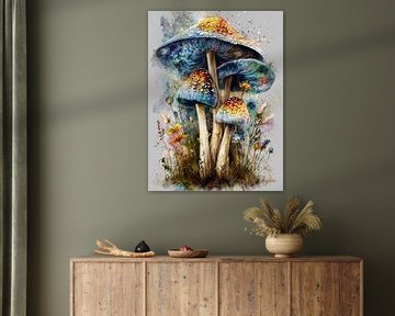 Mushrooms floral art 11 by JBJart Justyna Jaszke