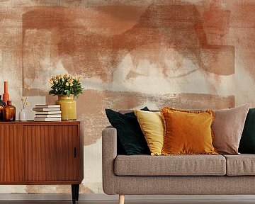 Abstrakte minimalistische Landschaft in Beige, Terra und Taupe