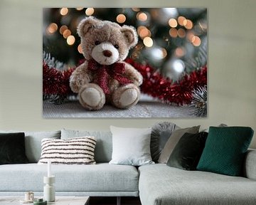 Ours en peluche avec noeud Noël chaud en détail sur Eva Lee