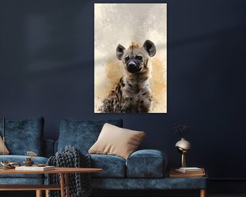 Portrait d'une hyène La jeune vie dans une texture subtile