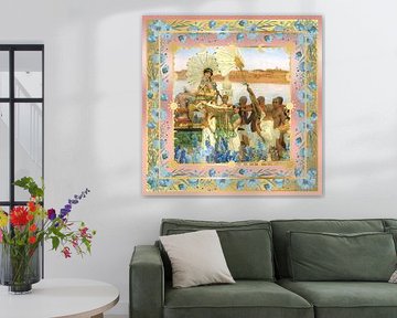 S.F. Remastered Blue Flowers Version von The Finding of Moses von Lawrence Alma-Tadema von Silver Fox Art Decor