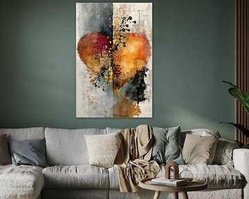 Peinture abstraite - Or Orange gaie et élégante sur Joriali Art abstrait