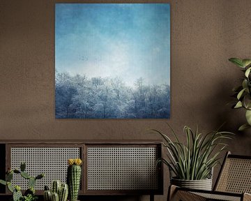 Winter sky over trees covered in hoarfrost by Dirk Wüstenhagen