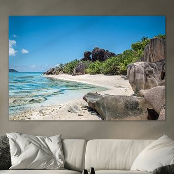 Tropischer Strand, Insel La Digue, Seychellen