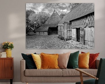 Ferme saxonne à Orvelte (noir et blanc)