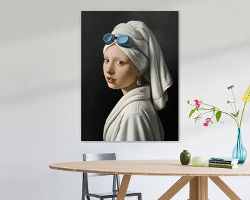 Mädchen mit Perlenohrring im Schwimmbad von Ingrid van der Meer