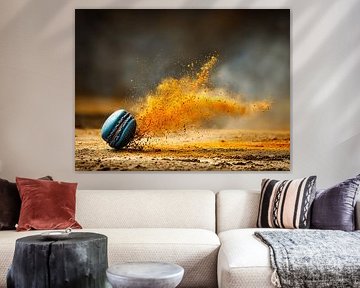 De Blauwe Macaron die de Aarde Kust | Een Explosie van Suiker en Stof