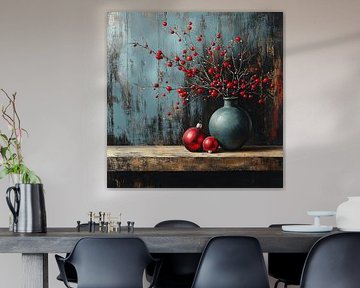 Noël rouge avec vase bleu