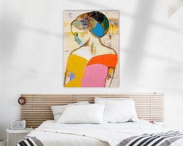 Femme épaule Top | Portrait abstrait avec couleurs sur Peintures accrocheuses