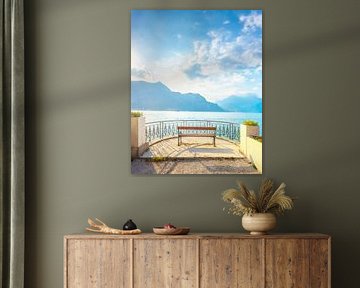 Banc sur le lac de Côme. Bellagio, Italie sur Stefano Orazzini