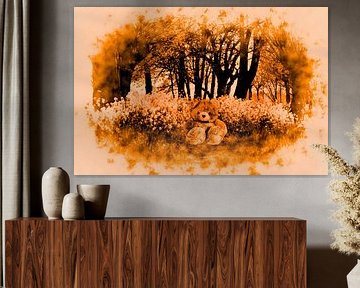 Teddybeer in landschap