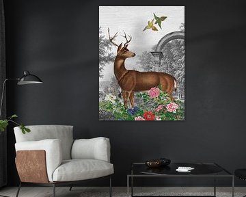 Deer in Summer Forest von Marja van den Hurk