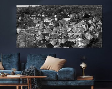 Historisches Freudenberg in einem Schwarz-Weiß-Panorama