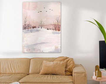 Winterlandschaft mit Vogelschwarm