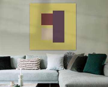 Abstract geometric art in olive , dark taupe and terracotta by Dina Dankers