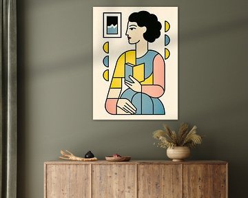 Bauhaus Style Women Hold Book by Ani Mulyani