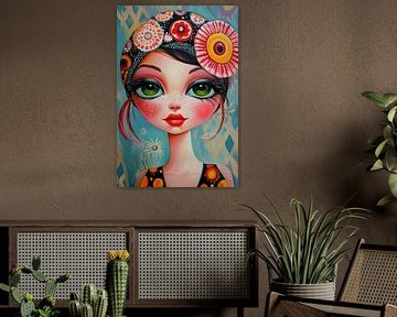 Frau und Blumen von Blickfänger Gemälde