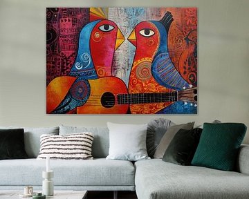 Cheerful Birds | Colorful Bird Guitar Duo sur La collection ARTEO