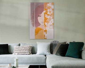 Woman with curly hair | Woman and abstract colours by Zen and More