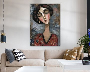 Peinture femme indienne | Elégante et intemporelle sur Peinture Abstraite