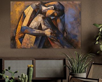 Vrouw Met Knieën | Vrouw Met Knieën, Abstracte Kunst van ARTEO Schilderijen