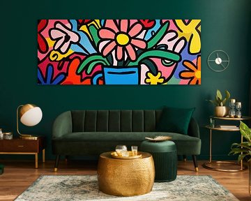 Fleur avec noyau jaune | Fleur et feuilles joyeuses sur La collection ARTEO