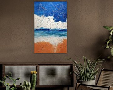 Peinture abstraite - Bleu Turquoise Rêveuse et Moderne
