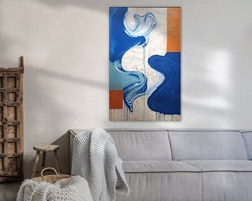 Abstrakte Malerei - Blau Weiß Ruhig und Organisch von Joriali Abstrakte Kunst