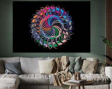 Illustration d'un cercle tournant coloré, arrière-plan de conception géométrique abstraite et vibrante sur mei suseno