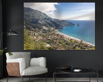 View over the coast and village of Agios Gordios