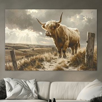 Schottischer Highlander in den Dünen