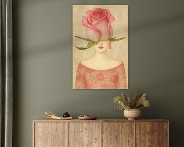Woman with rose - dreamy and sensual portrait in soft tones by Marijke Trienekens