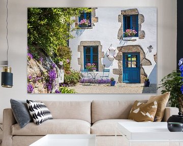 Idyllische zithoek in het historische dorpscentrum van Saint-Suliac, Bretagne