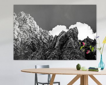 Montagnes escarpées devant des nuages