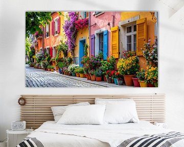 Bunte Häuser mit Blumen von Mustafa Kurnaz