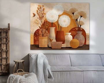 Vases élégants avec fleurs