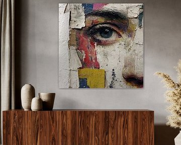 Portrait de femme peint en gros plan coloré