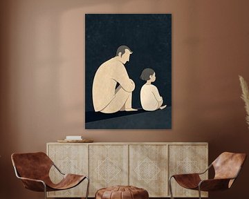 “Quiet Moments — Minimalist Father and Child Silhouette Art” by taufid hidayat