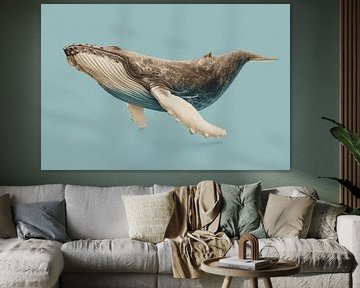 Baleine dans l'espace bleu silencieux