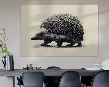 Hérisson en texture d'encre délicate