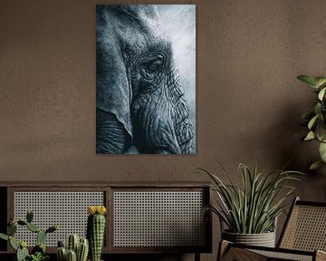 L'éléphant dans le silence du temps et de la texture