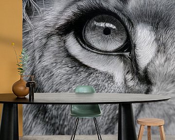 Das Auge des Löwen im monochromen Fokus