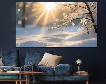 Ruhe und Licht über verschneiten Ästen