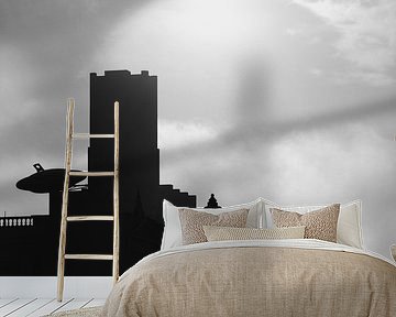 Silhouette von u.a. dem Inktpot in Utrecht in schwarz-weiß