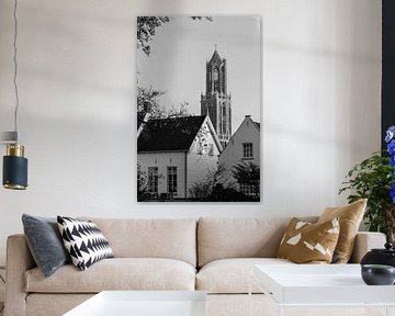 De Dom van Utrecht op 7 november 2025 (staand, zwartwit) van André Blom Fotografie Utrecht