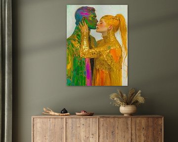 Golden embrace - mosaic of love